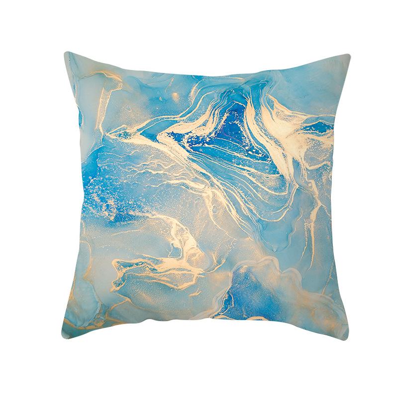 Nordic Marble Pattern Gold Edge Printed Peach Skin Pillow Cover Watercolor Ink Pattern Home Bedroom Pillow Cushion Cover