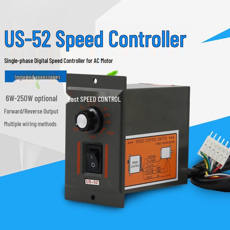 

Motor Speed Controller Switch, US-52 AC 220V, Power Options: 60W-200W 6-Pin Inline (Default) - 25W