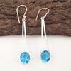 Swiss Blue Topaz Stone 925 Sterling Silver Mother Gift Dangle Artisan Earrings EE-136-8