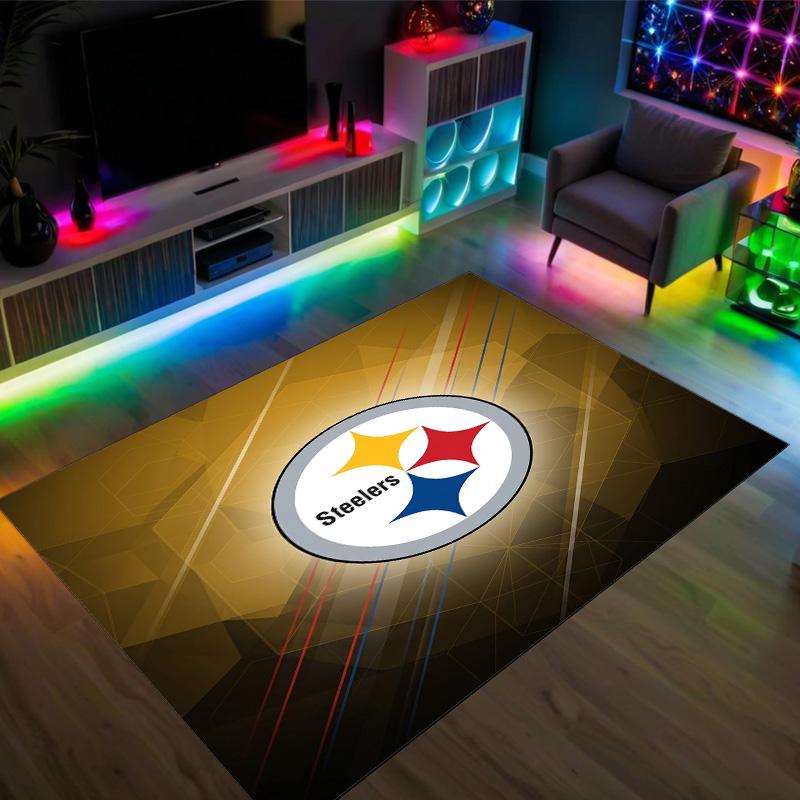 Tappeto in Cristallo di Velluto Design Pittsburgh Steelers Accogliente Non?Tappeto Stampato Antiscivolo per Camera da Letto Soggiorno Ingresso