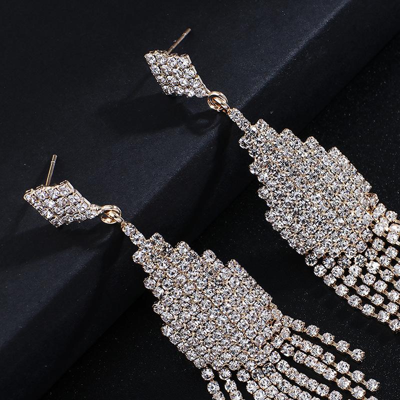 Personalized Jewelry Tassel Shiny Colorful Earrings Women's Long Slimming Drop Earrings