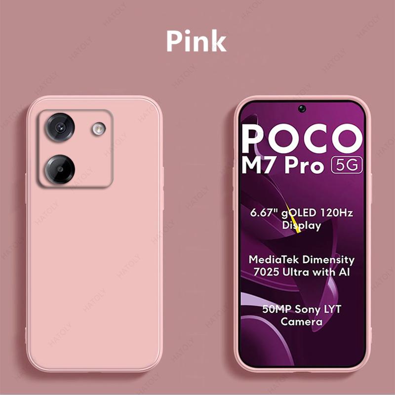 

Жидкий силиконовый чехол для телефона Xiaomi Poco M7 Pro 5G, чехол, задняя крышка, чехол для Poco M7 Pro 5G For Poco M7 Pro 5G розовый