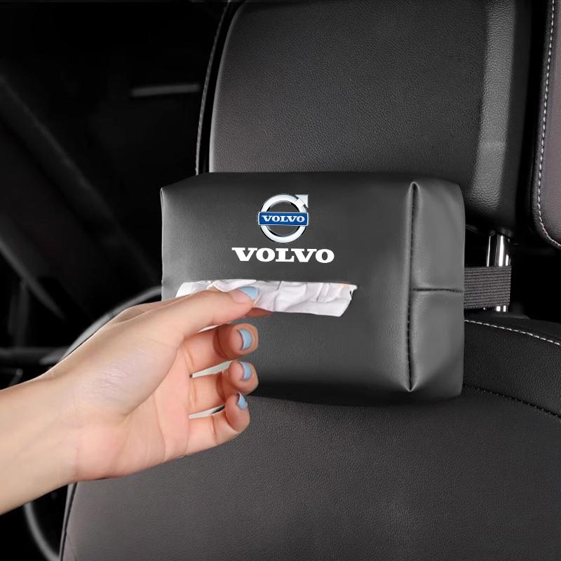 Auto-Taschentuch-Organizer-Tasche Papiertuch-Aufbewahrungsbox Zubehör für Volvo XC90 V90 V60 XC60 V40 S80 S60 S90 C40 XC40 V70 Ventilkappe