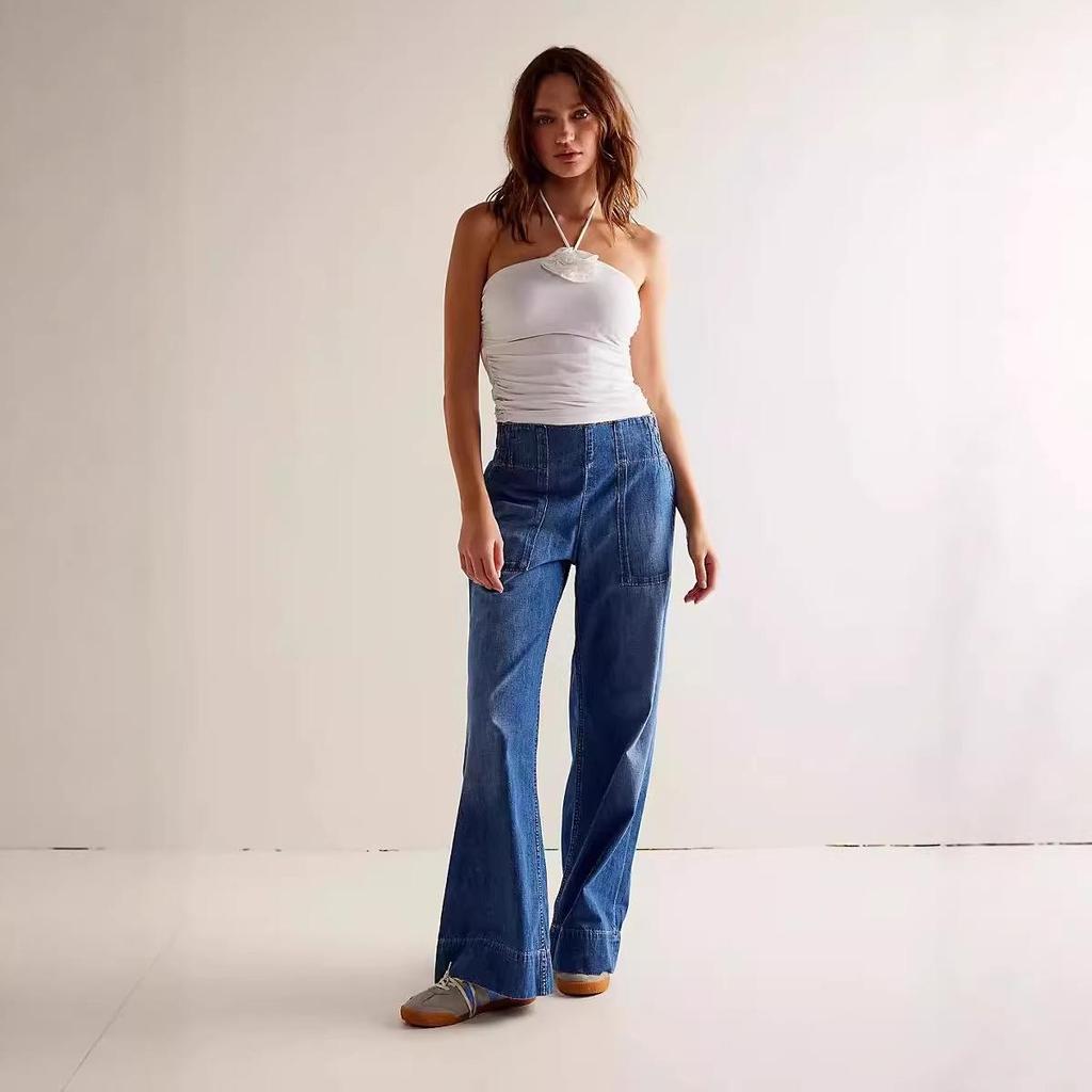 Jeans a zampa in denim da donna europei e americani - Dimagranti e vestibilità ampia