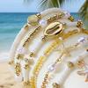 6Pcs Women Bracelet Natural Imitation Pearls Rice Beads Starfish Shell Conch Design Holiday Beach Style Bracelet