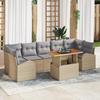 VidaXL 8-Piece Garden Dining Set with Beige Cushions In Poly Rattan Acacia 3349552