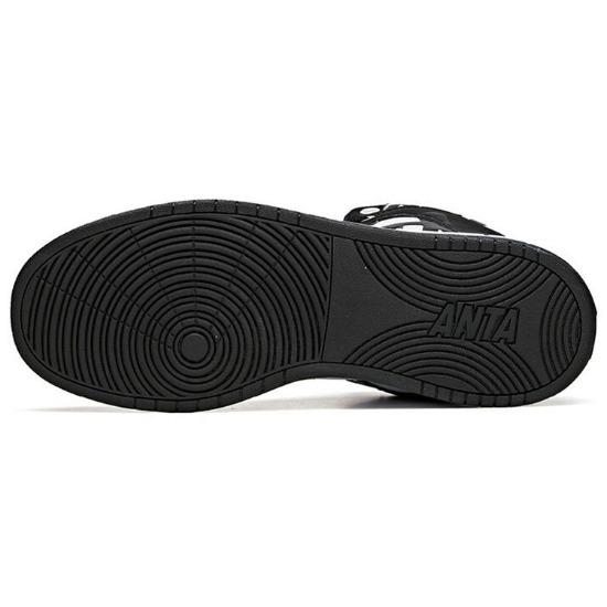 Anta High-Top Skate Shoes With Slip Resistance And Shock Absorption Men Skate Shoes Black White 91648060-3