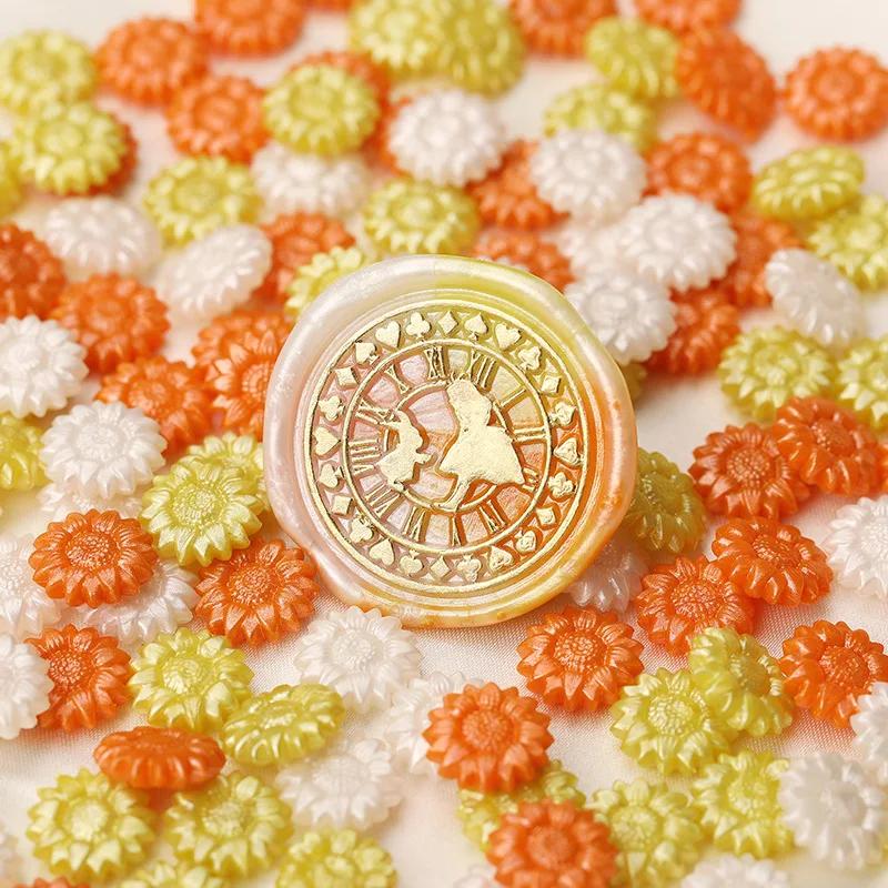 500g Cute Beautiful Mixed Color Sunflower Sealing Wax Particles  for Invitation Envelope Sealing Craft Decoration