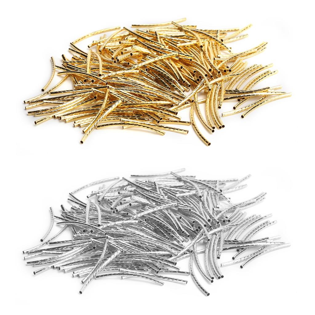 200 Stück gebogene Nudelrohr-Abstandsperlen, lang, schlank, gedreht, DIY-Schmuckherstellungszubehör