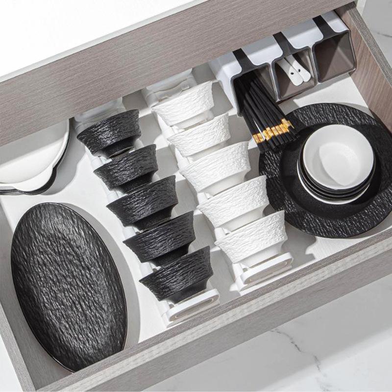 Japanese Black And White High-End Creative Dish Set Plate Ceramic Bowl Western Plate Steak Plate Ceramic Tableware