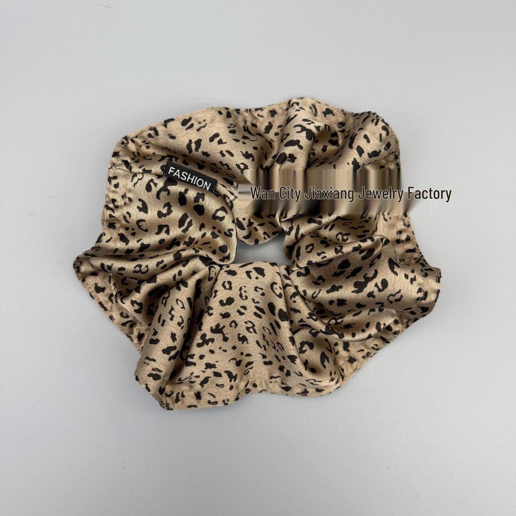 Leopard Print Satin Oversized Scrunchie Hair Accessory