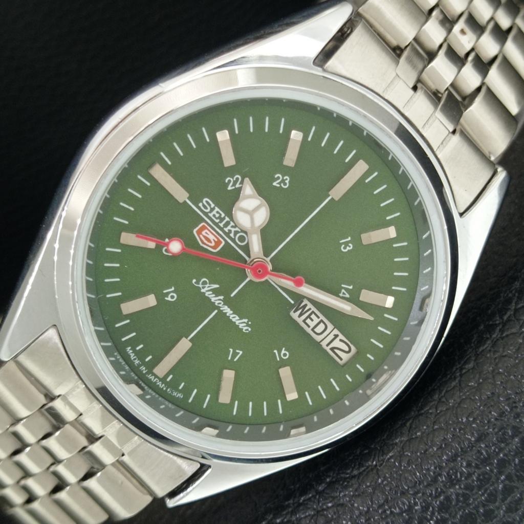 

VINTAGE SEIKO 5 AUTOMATIC 6309A REFURBISHED JAPAN MENS GREEN WATCH a442810-1