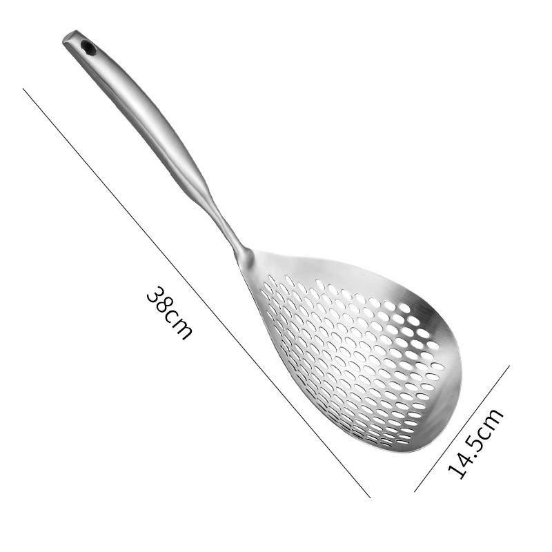 Stainless Steel Large Colander Skimmer Long Handle with Suspension Hole Deep-fried Pasta Strainer Spoon for Kitchen Cooking Tool