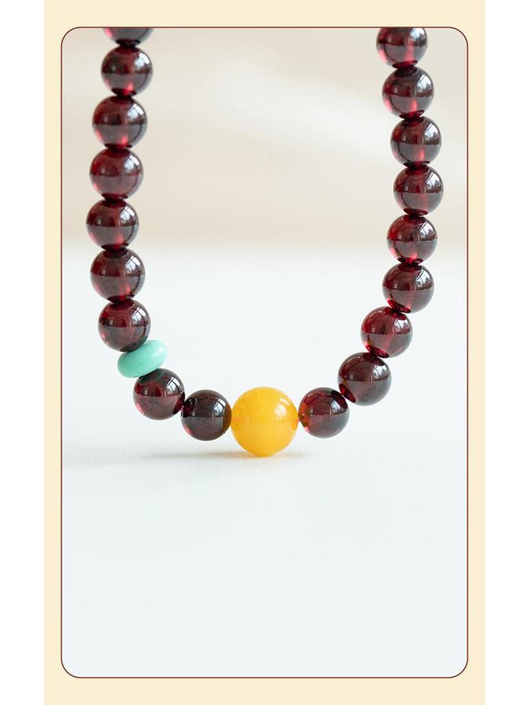 Women's Natural Garnet & Jade Bracelet - Wine Red Crystal Gemstone Beaded Jewelry Gift