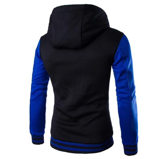Fashion Men Winter Long Sleeve Varsity Jacket Single-breasted Warm Hoodie Coat