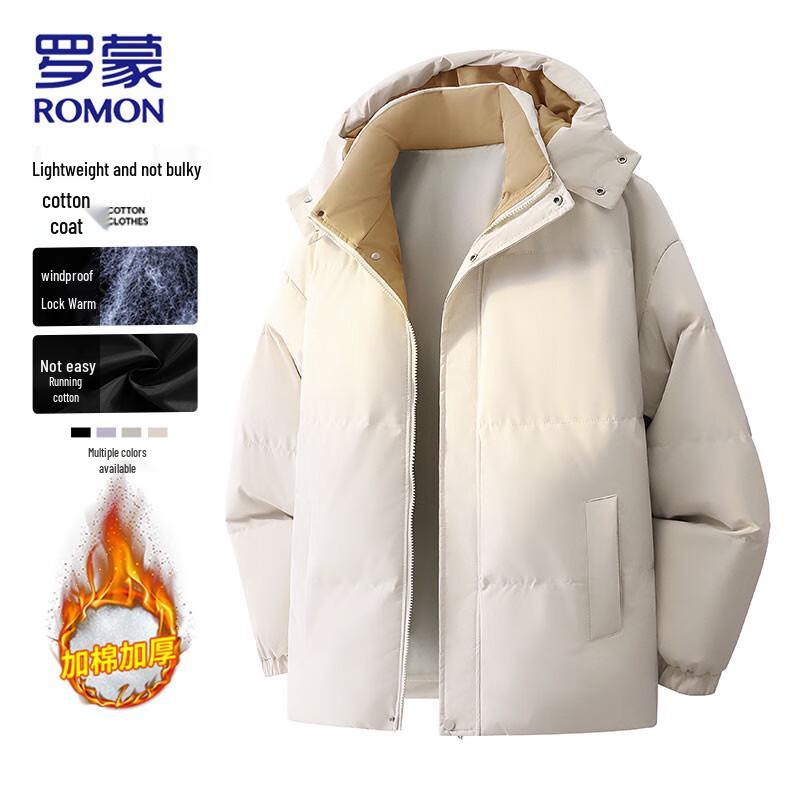 ROMON Men's Thickened Detachable Hooded Padded Jacket