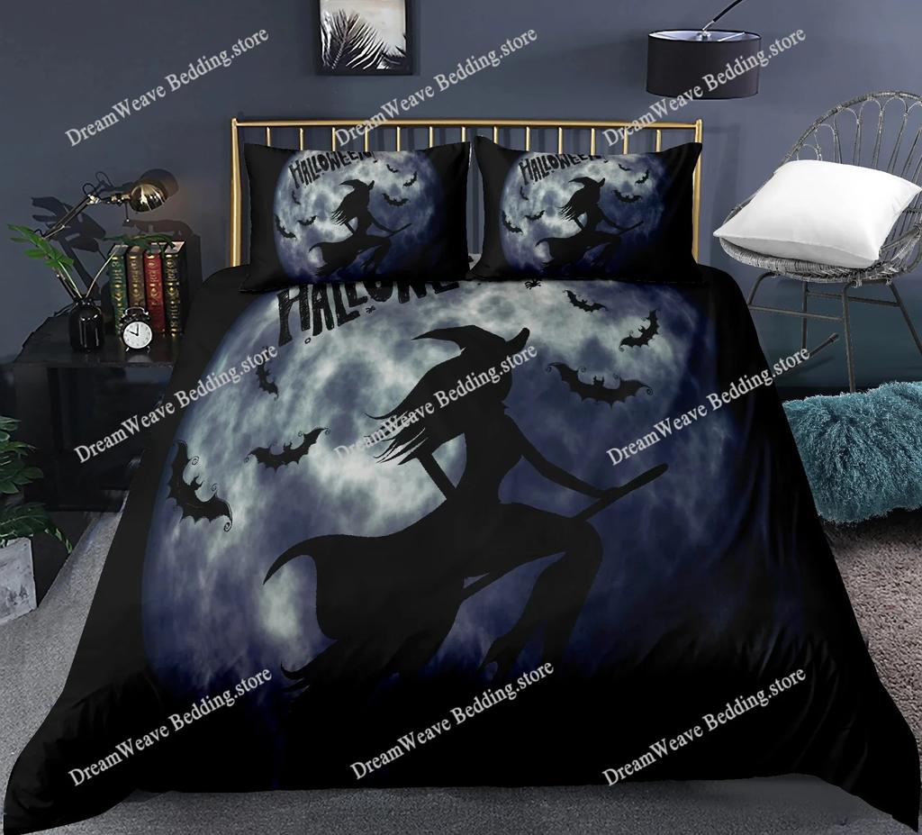 Copripiumino Halloween Matrimoniale King Cartone Animato Zucca Copripiumino Lanterna Set Biancheria da Letto Microfibra Copripiumino Fantasma per Bambini Bambine9