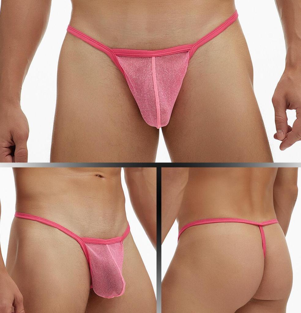 European and American Men's Fine Mesh See-through T-Back Thong Underwear, Plus Size E080