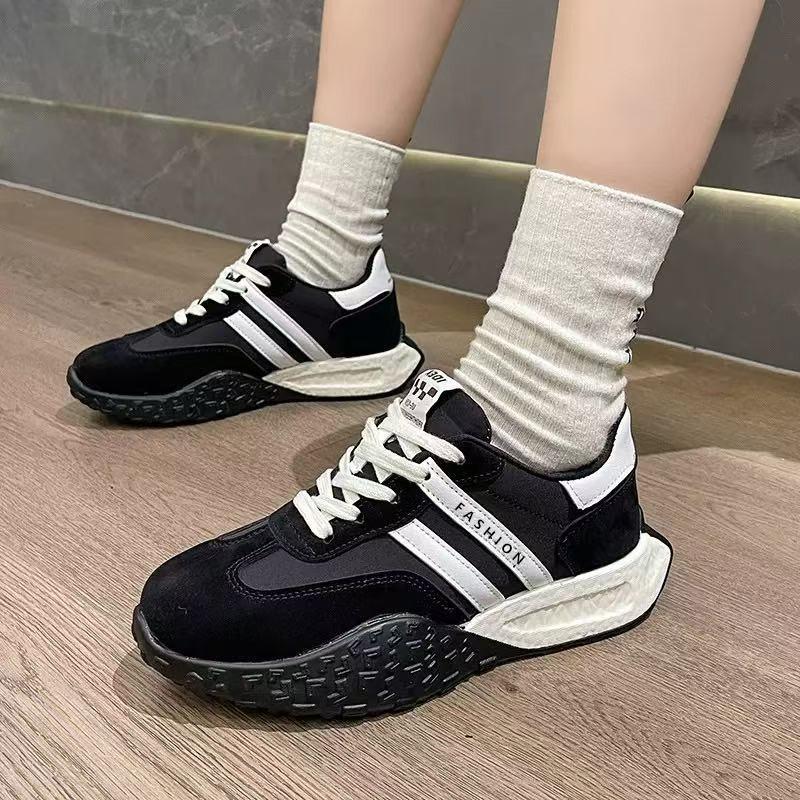 Women's Shoes Spring New Casual and Comfortable Forrest Gump Shoes Platform Sole Korean Version Casual Breathable and Comfortable Lace-up Sports Dad