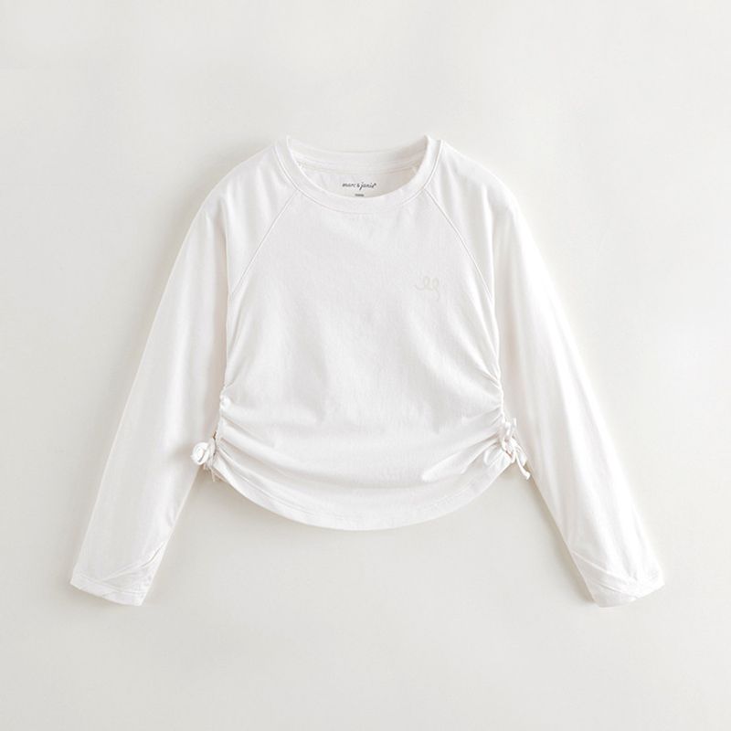 

[Sun Protection T-Shirt] Mark Jenny Girls Pleated Long-Sleeved Sports T-Shirt Top 2026 Summer New Style 550307 White 100