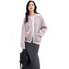 Turn Down Collar Contrast Sweater Jacket Pocket Knitted Zip-Up Cardigan