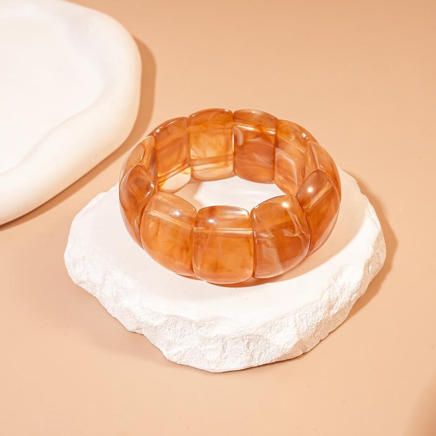 High-End European & Asian Gradient Acrylic Patchwork Bangle - Retro Exaggerated Style Wristband for Women