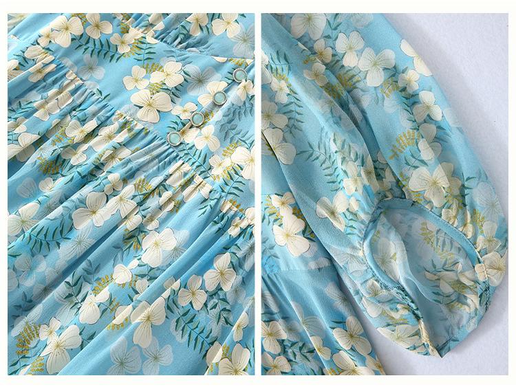 Elegant Silk Dress with Waist-Cinched Print