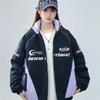 Unisex Retro Color Block Stand Collar Motorcycle Jacket - Trendy and Loose for Spring/Autumn