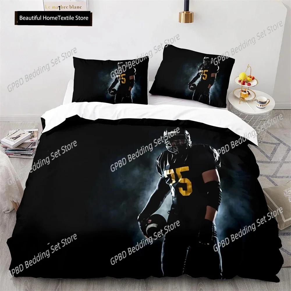 American Football Bettbezug Set 3D Sport Rugby Spieler Polyester Bettdeckenbezug Für Männer Teenager Junge Kind Bettwäscheset King Queen