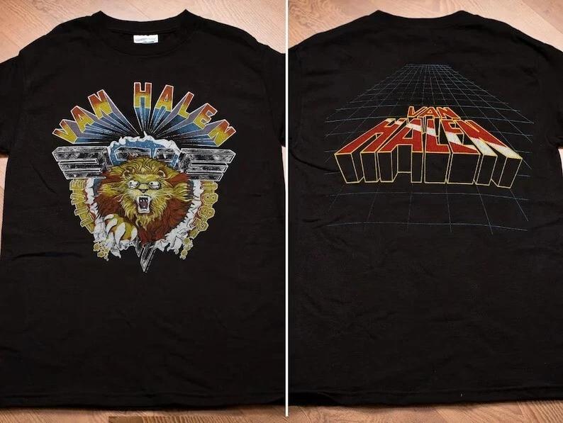 

Van Halen Band s 1982 Diver Down Tour Live T-shirt, 1982 Van Halen Band Lion Logo T-shirt Unisex Style Suitable for All Seaso... S разноцветный