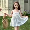 Girl's French Style Pure Cotton Sleeveless Square Collar Top