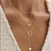 2-3pcs Women's Gold Necklace Stainless Steel Adjustable Choker Necklace CZ Pearl Pendant Chain Gold – with Jewellery Box