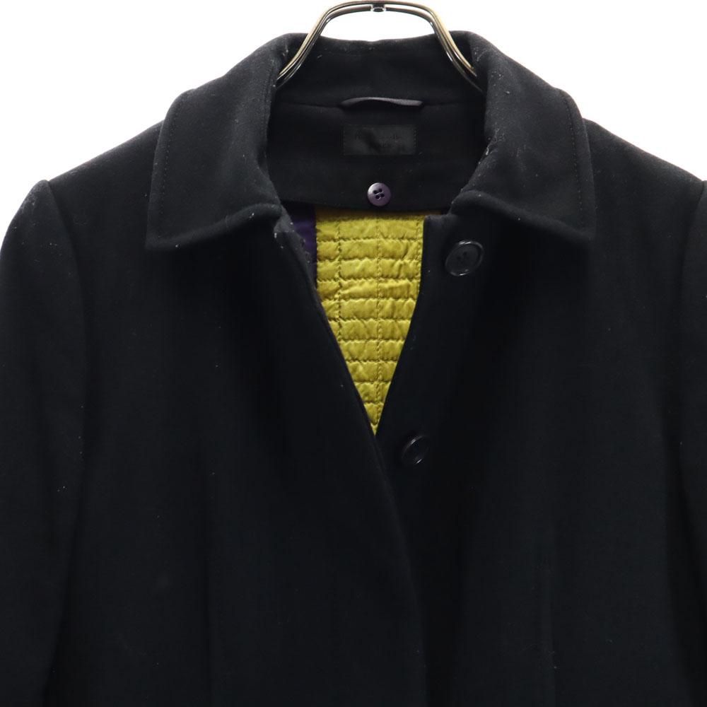 Paul Smith BLACK Flannel Wool Stainless Collar Coat 40 With Padded Liner Women Used