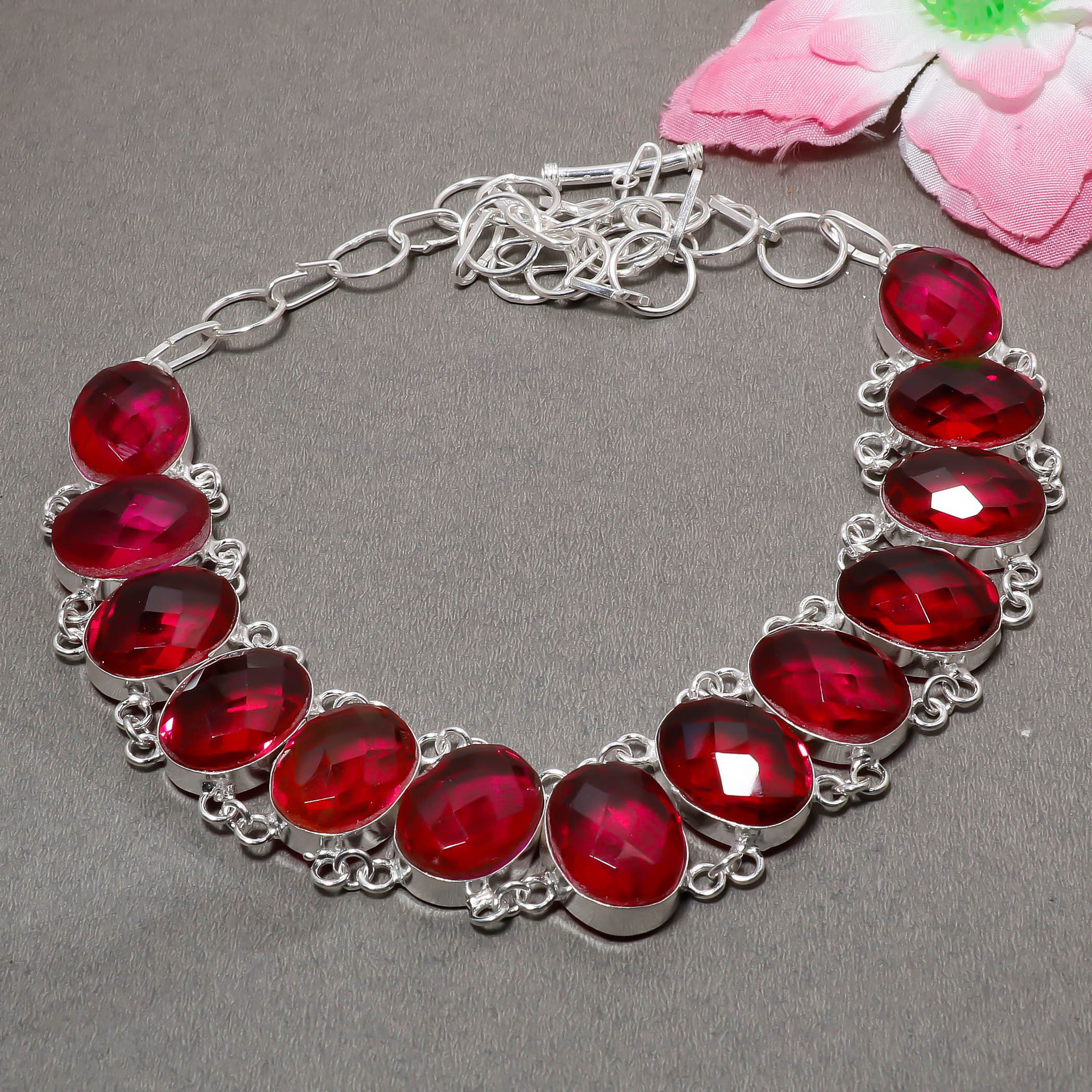 

Pink Rubellite Gemstone 925 Sterling Silver Jewelry Charm Necklace 18