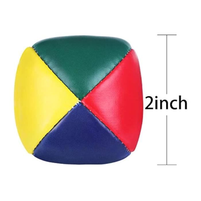 Pack de 6 balles de jonglage - Mini balles - Douces - Durables - 4 couleurs vives