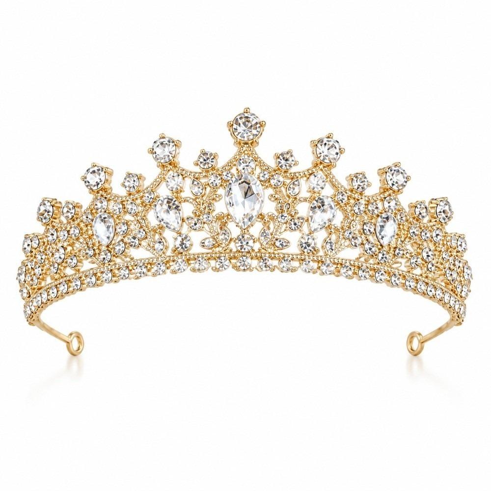Baroque Style Princess Headband Gold Plated Bridal Tiara Fairy Rhinestone Headband  Pageant