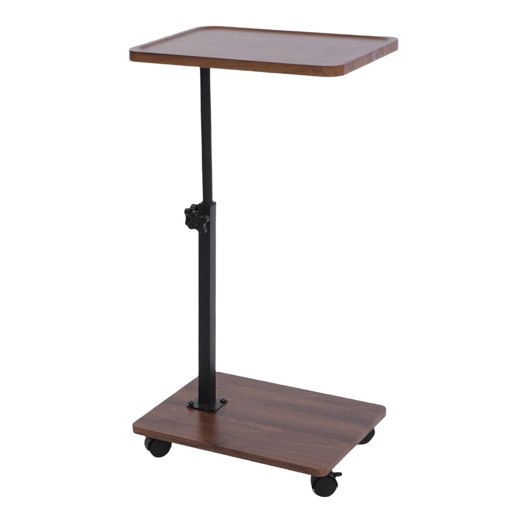 Sofa Side Table Metal Solid Wood Modern Minimalist Rolling Couch End Table Supports Height Adjustment for Laptop