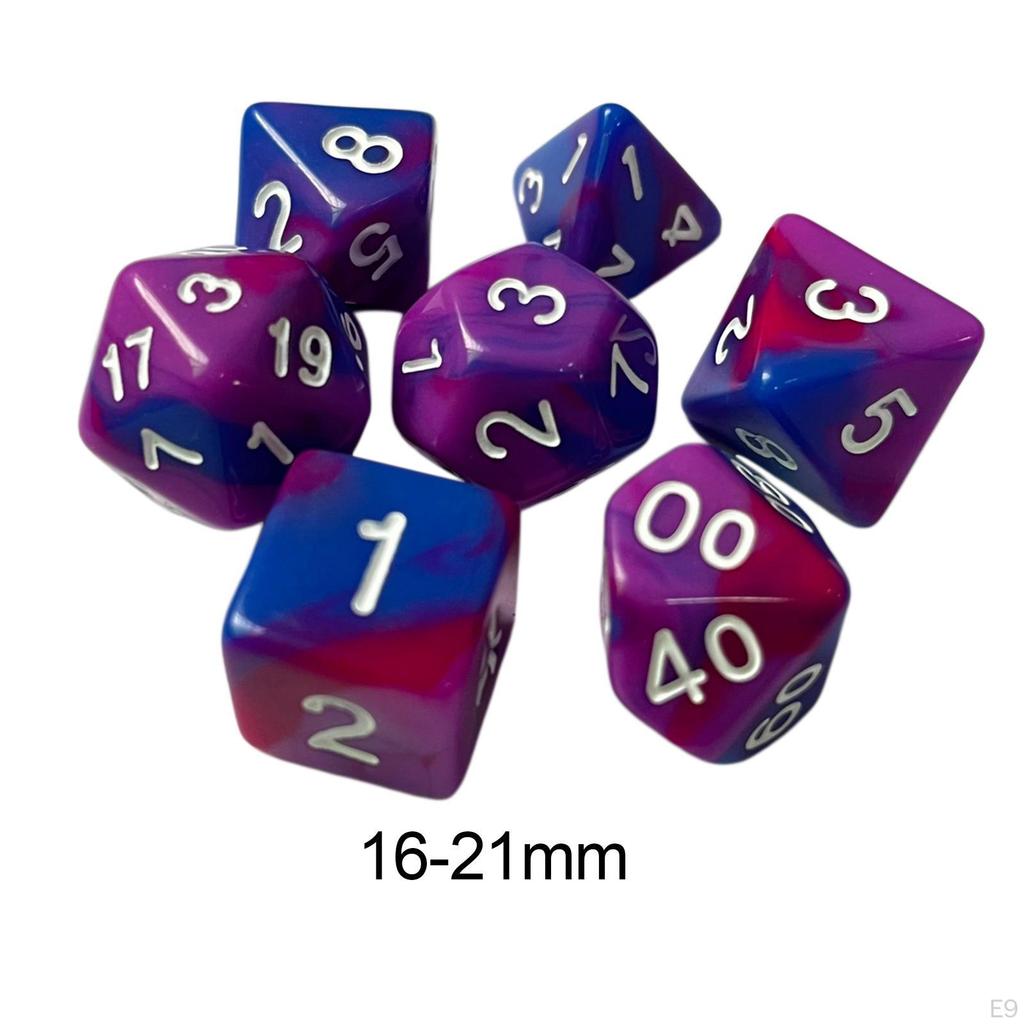 7 Piece RPG Dice Set Polyhedral 4 Color for Role Playing Game Cafe