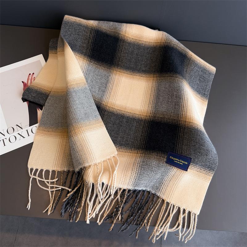Luxury Plaid Scarf Winter Warm Cashmere Women Long Pashmina Foulard Female Scarves Lady Tassel Shawl Wraps  Design New