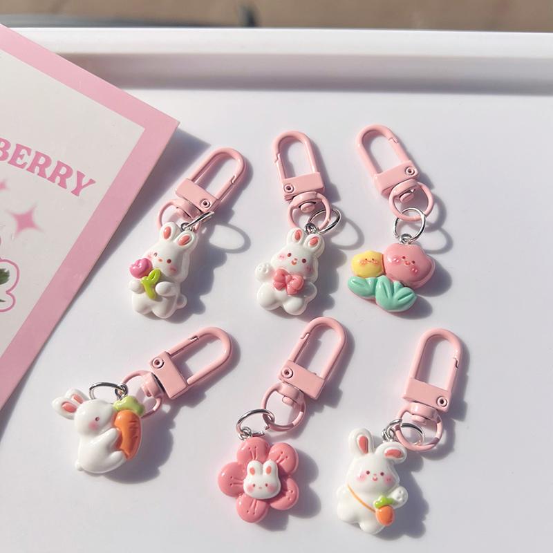 1Pc Kawaii Cute Rabbit Keychain Cartoon Animal Pendant Girl Backpack Decoration Jewelry Best Friend Gift