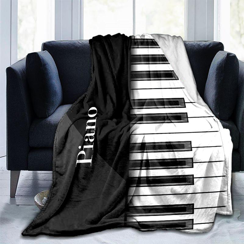 1PC Piano Keys Music Printed Blanket, All Season Lightweight Home Office Outdoor Nap Multifunctional Blanket A17