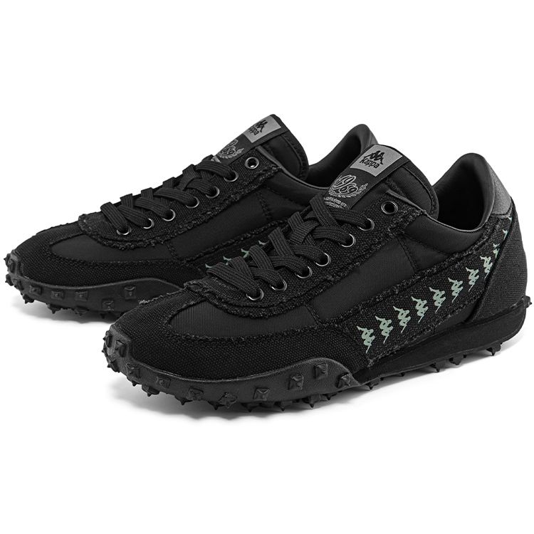 Kappa Logo Training Synthetic Leather Low-Top Running Shoes Unisex sneaker Black Green K0CW5MM09-990