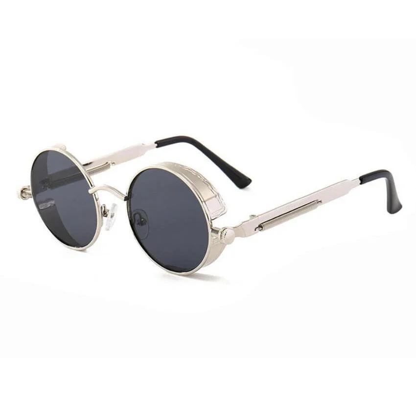 Men'S Gothic Sunglasses For Women Punk Round 80S Retro Steampunk Mirrored Sun Protection Glasses Fw2518