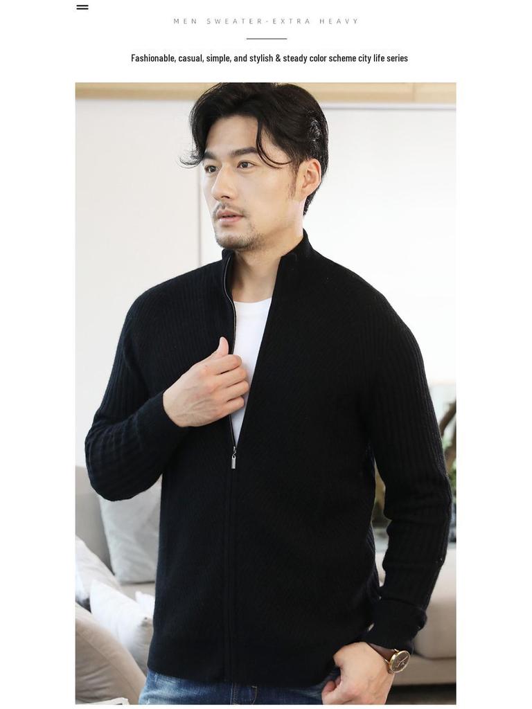 Men's Half-Zip Cashmere Wool Cardigan - Autumn/Winter Business Casual Sweater