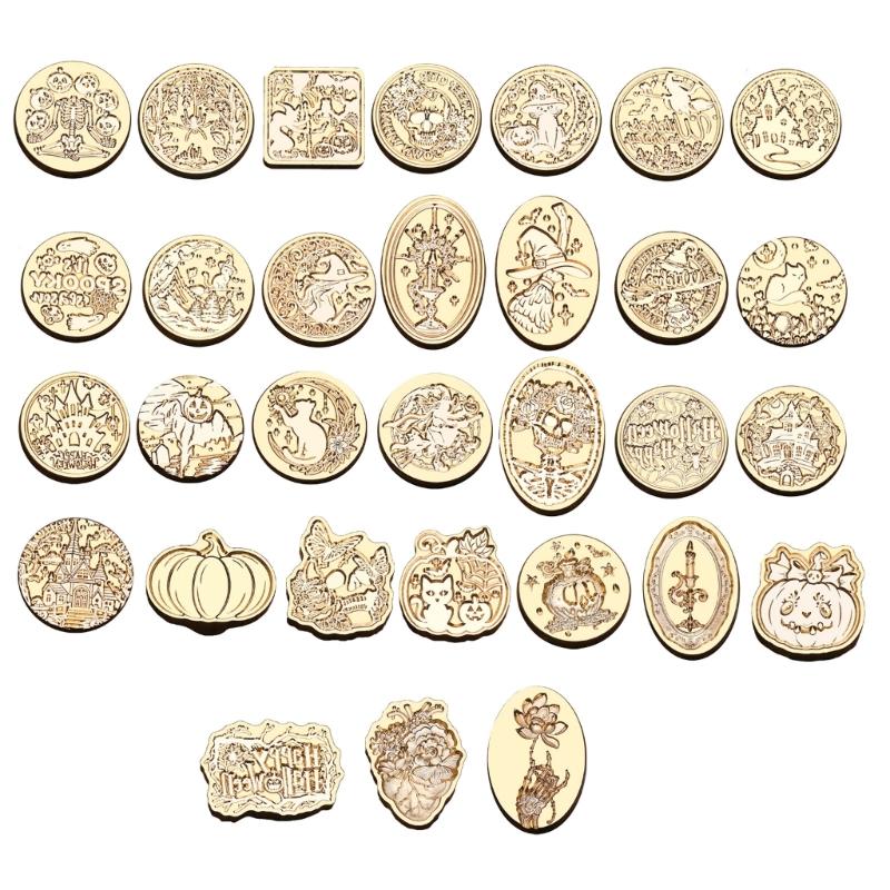 Pumpkins Sealing Wax Stamp Halloween Series Wax Seal Stamp Brass Head Seal Stamp for Scrapbooking Invitations Decoration