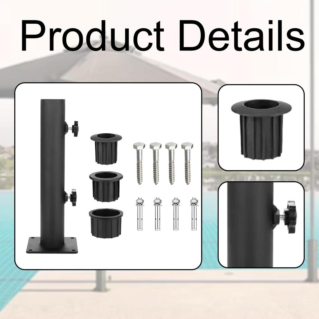 Patio Umbrella Stand Heavy Duty Metal Adjustable Flag Pole Holder Umbrella Tube Mount for Backyard Garden Patio Pool Deck