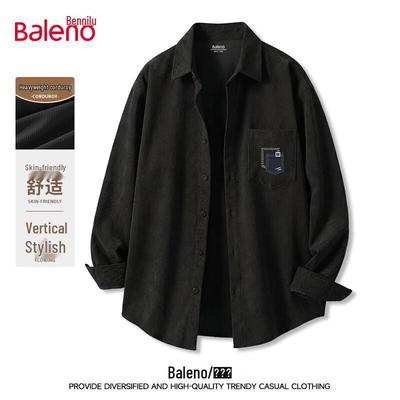 Baleno Men's Loose Fit Vintage Corduroy Long-Sleeve Shirt