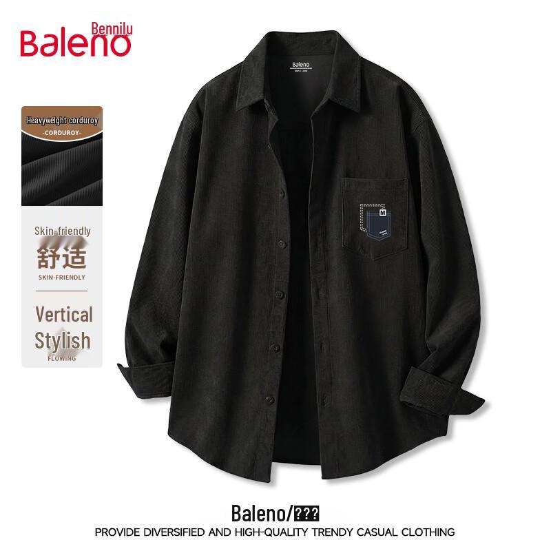 

Мужская вельветовая рубашка с длинным рукавом свободного кроя Baleno в винтажном стиле