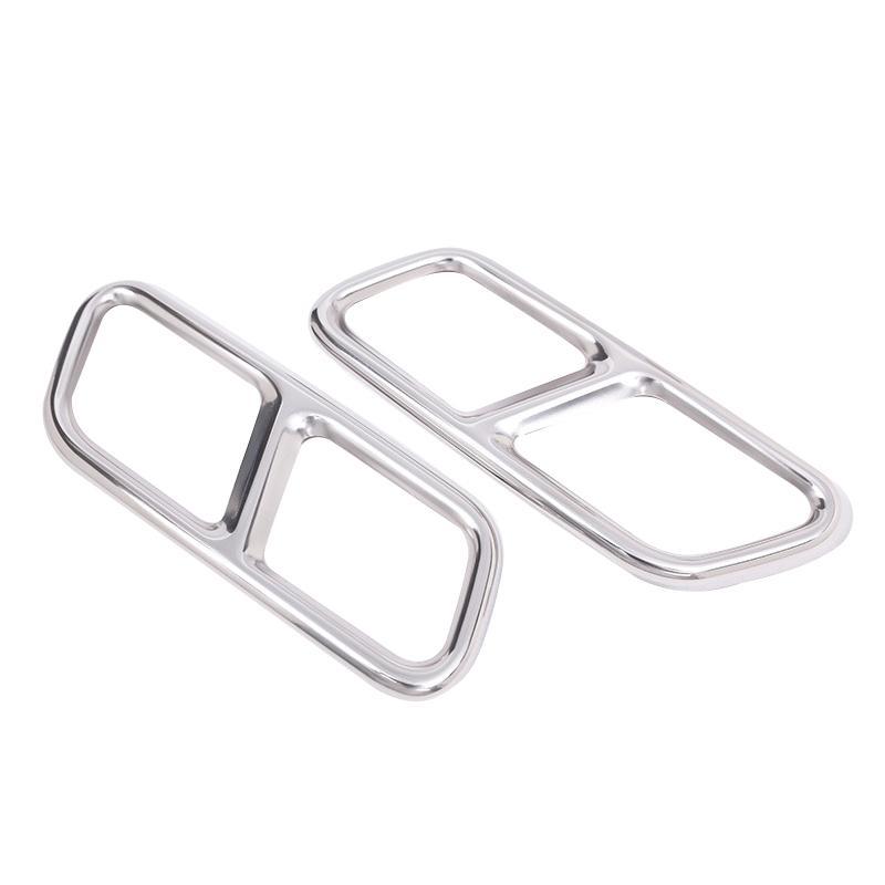 2Pcs/ Set Silver Dual Exhaust End Pipe Muffler Tip Trim Cover Fit For Mercedes S Class W221 W222 C217 Stainless Steel