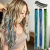 Synthetic 3Pcs Colored Hair Extensions Clip In Colorful Hair Extensions Rainbow Hair Extensions for Women Girls Hair Extensions